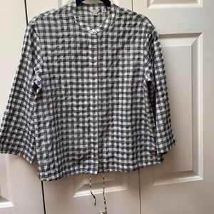 Black and White Plaid Jigsaw Dress Shirt